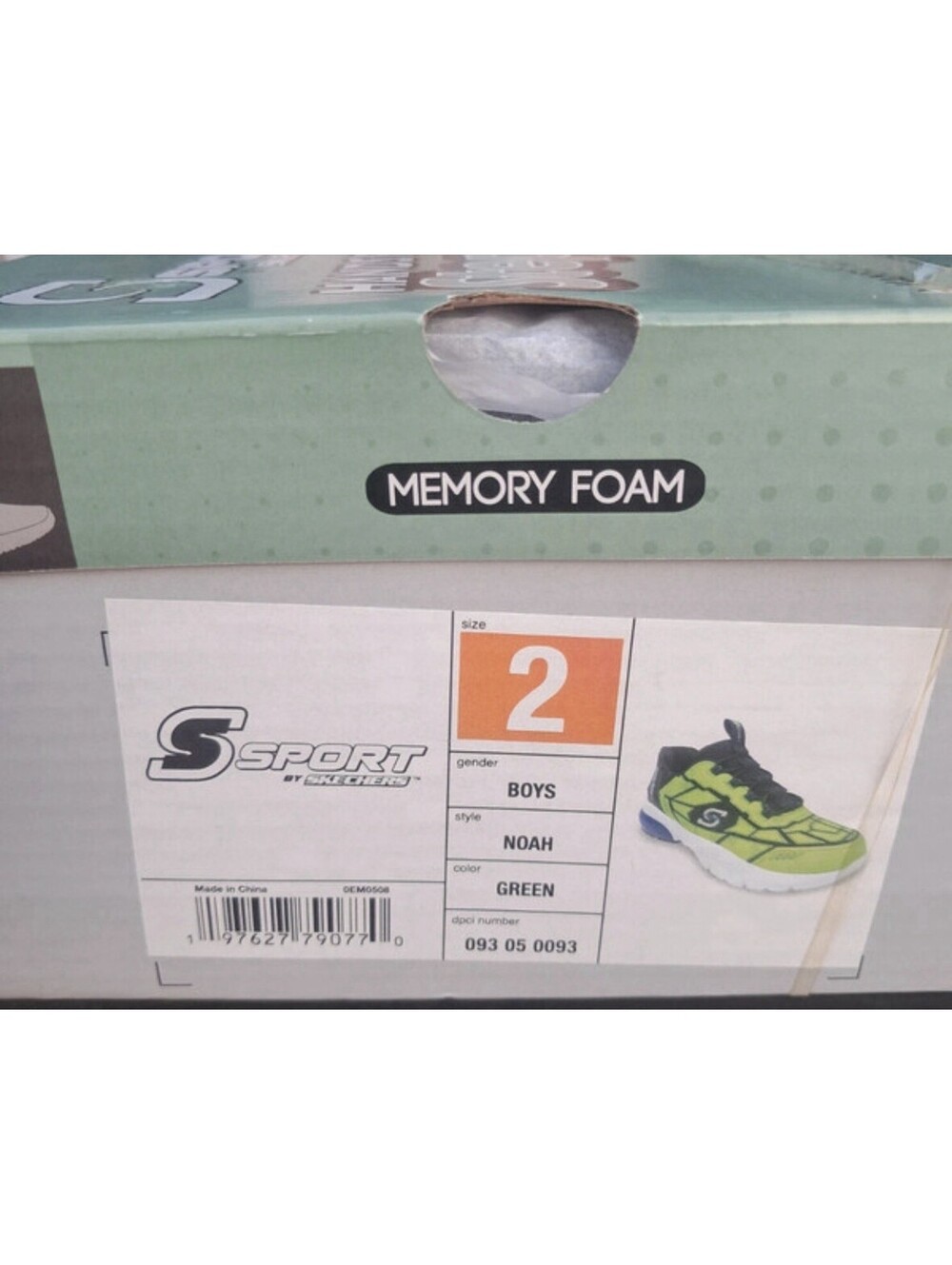 Skechers S Sport Noah Boys Green Step-Ins Memory Foam Sneakers Size 2 NWT - Picture 9 of 9